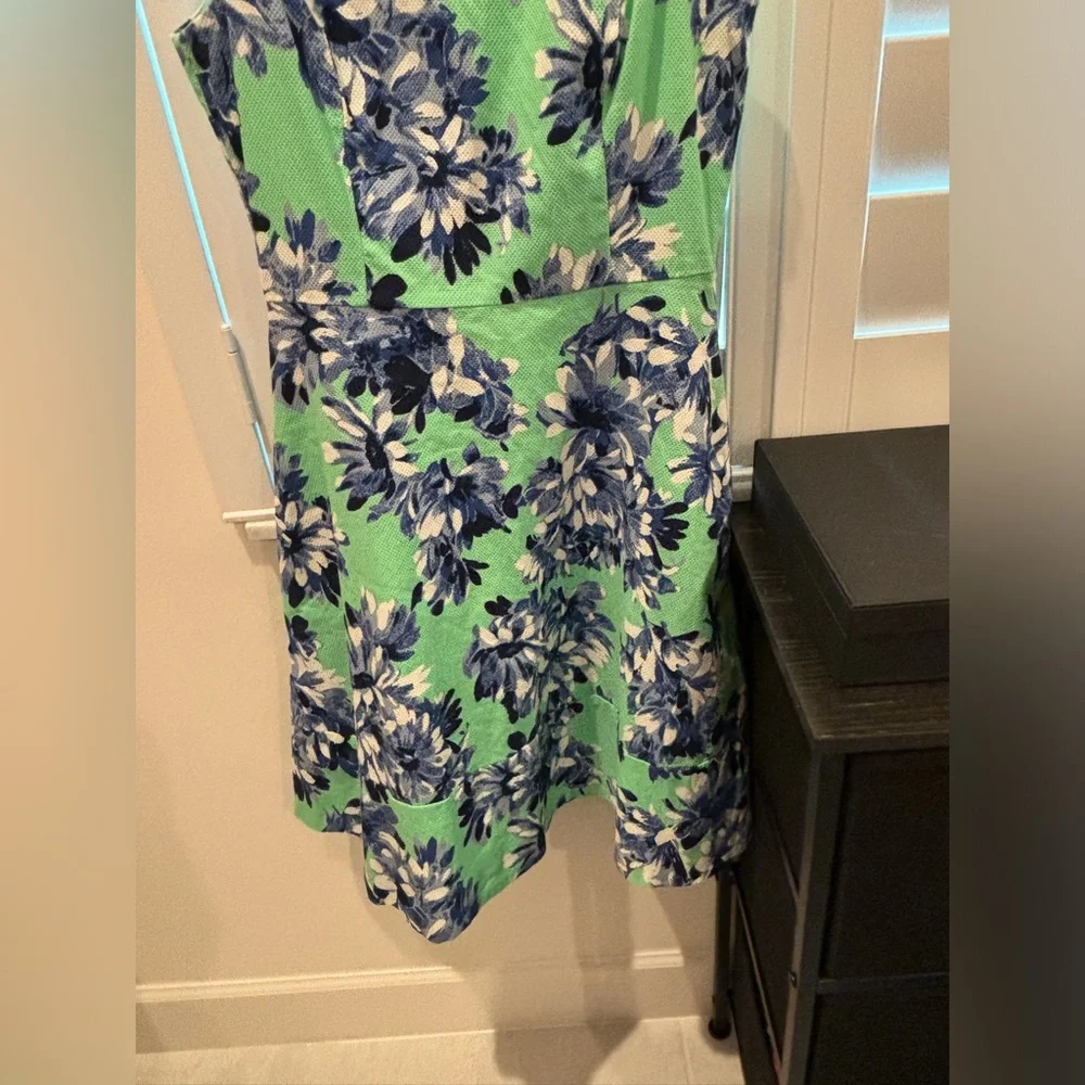 J.Crew Green Blue Floral Dress Fit and Flare Size 2